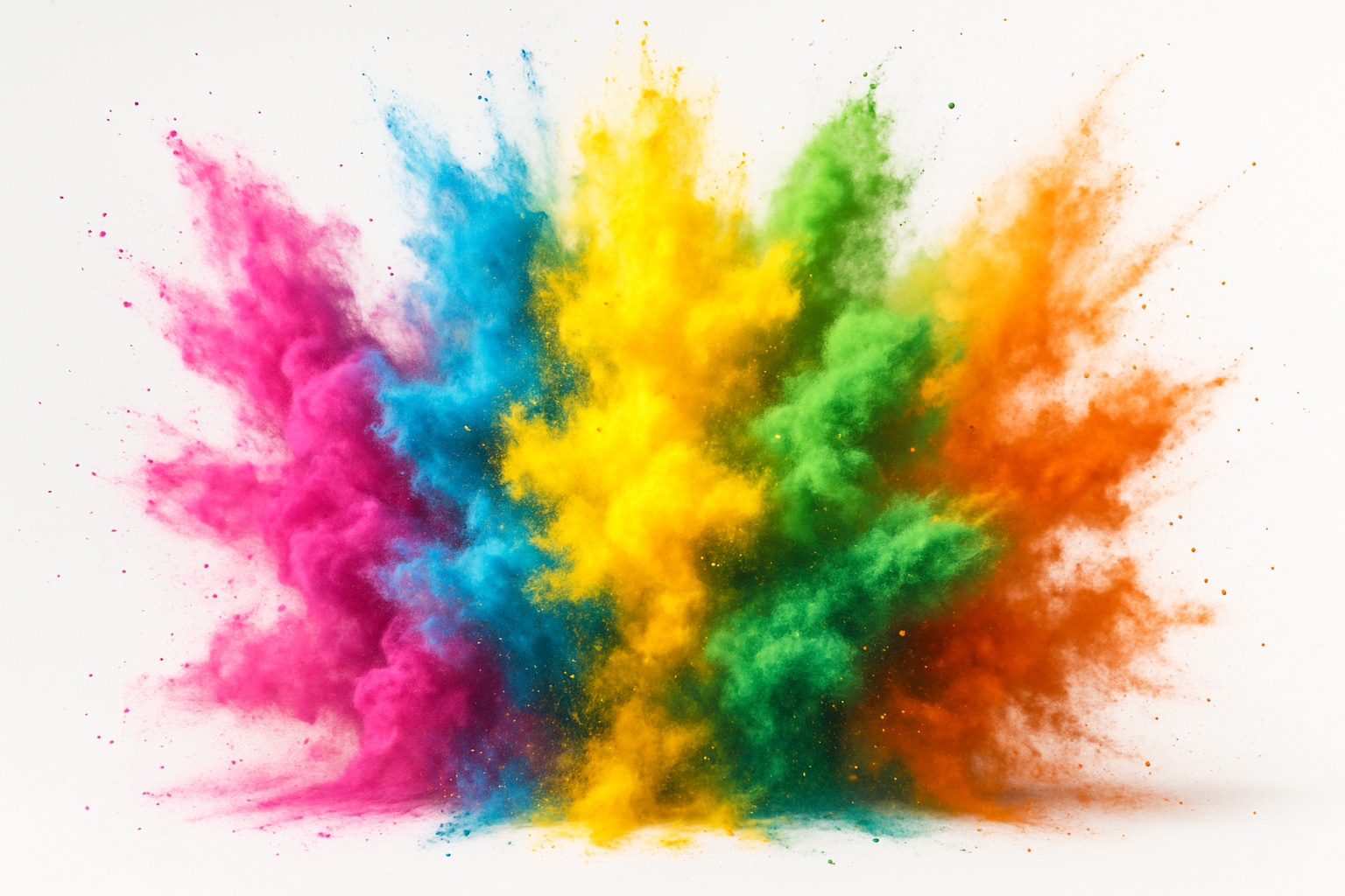 color powder explosion with white background